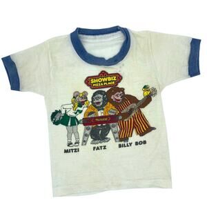 VTG 1980s Showbiz Pizza Place Mitzi Fatz Billy Bob Ringer Kids' Toddler T-Shirt